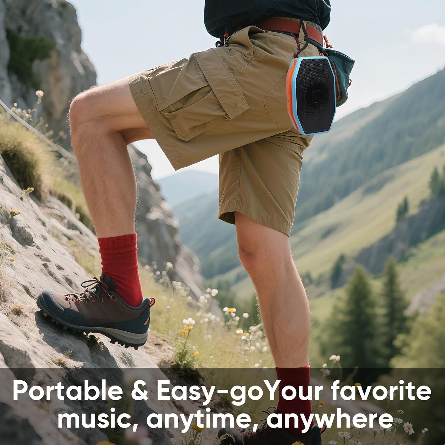 Bluetooth Speaker, Compact & Portable Speaker for Hiking, Support TF Card/USB, TWS Connection, HD Stereo Sound, Camping, and Beach (Blue) - Image 4