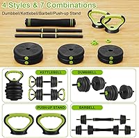 Vista 2 de Juego de mancuernas ajustables 4 en 1, mancuernas, pesas rusas y flexiones, asas antideslizantes, pesas libres, para ejercicios de gimnasio en casa