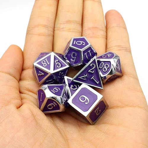 Miniatura 6 de Haxtec - Juego de dados metálicos para Calabozos y Dragones (DND, D&D), 7 unidades con dados de 20, 12, 10, 8, 6 y 4 para juegos de rol de mesa