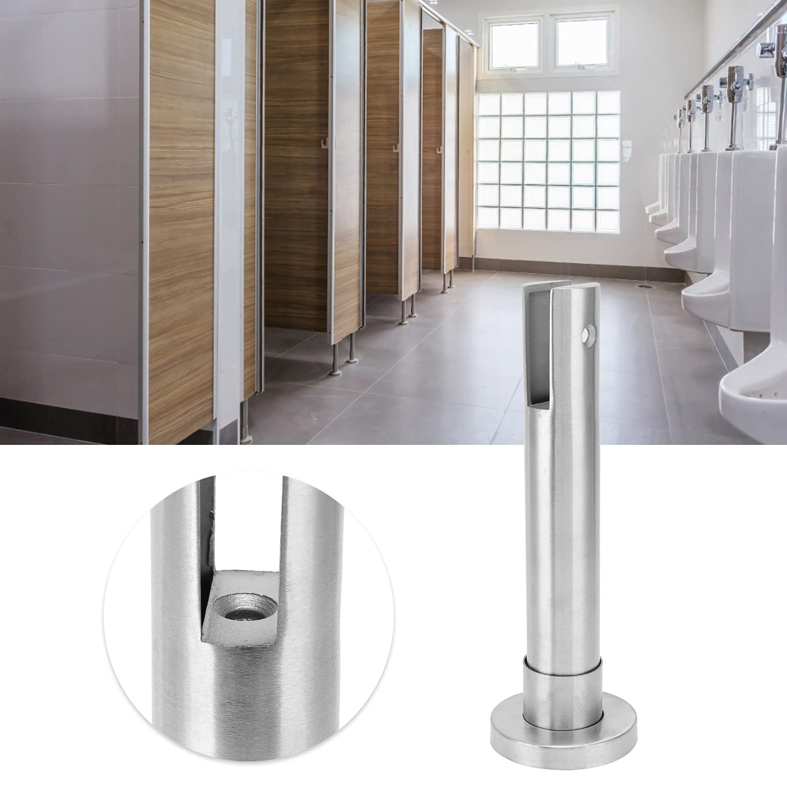 Abrazadera de Acero Inoxidable para Vidrio, Soporte de Sujeción en Suelo para Baño Público, Barandilla o Mampara, Acero 304 Resistente a la Corrosión, Ideal para Entornos Húmedos