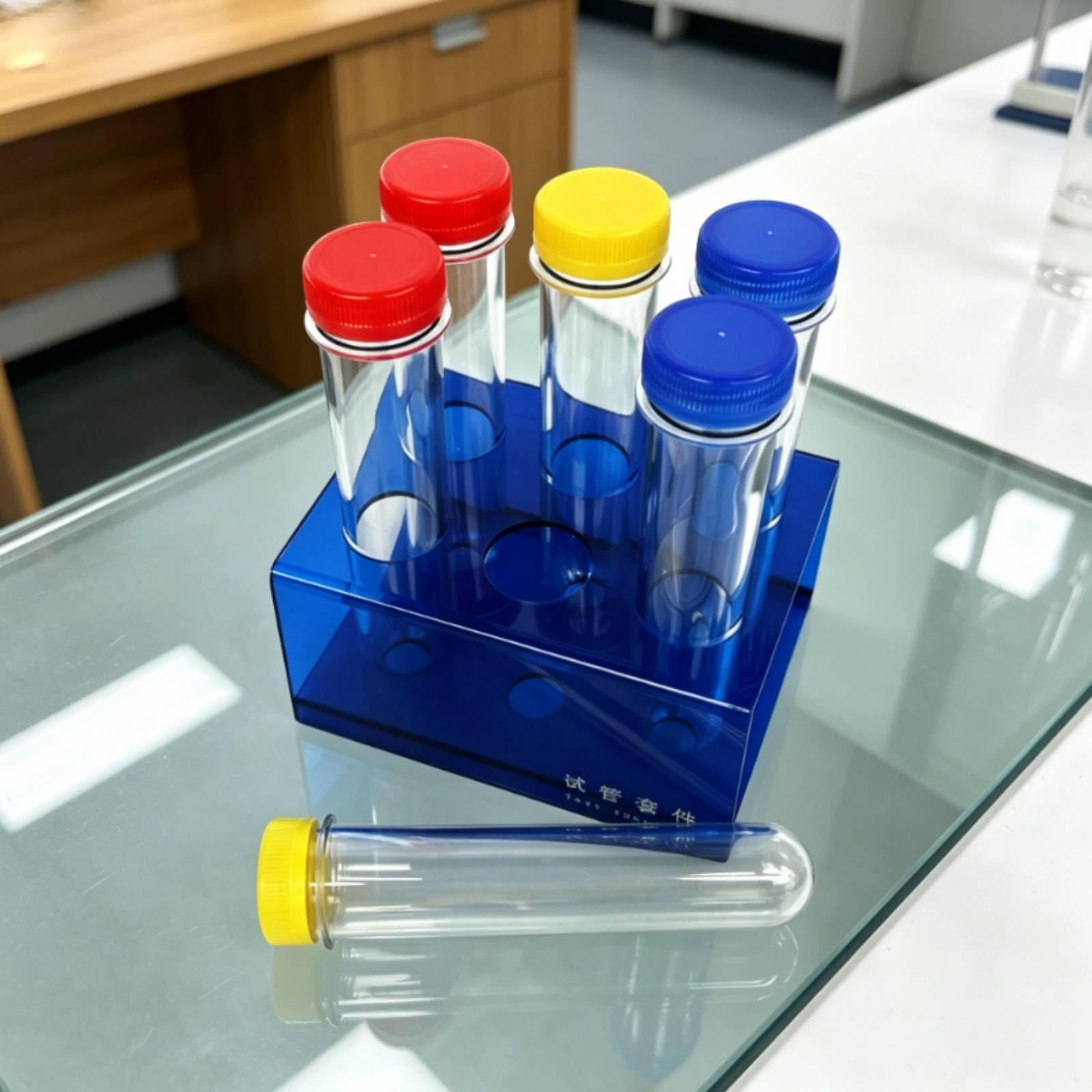 Reagenzglas-Set transparent Reagenzgläser mit Schraubverschluss gerippt Reagenzglashalter mit Röhrchen für Kinder, Chemieunterricht