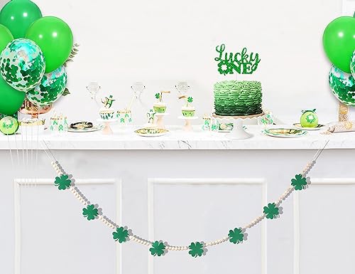 Miniatura 7 de Cartel de decoración temática de trébol de la suerte, suministros para fiesta del día de San Patricio, guirnalda de trébol de 4 hojas para