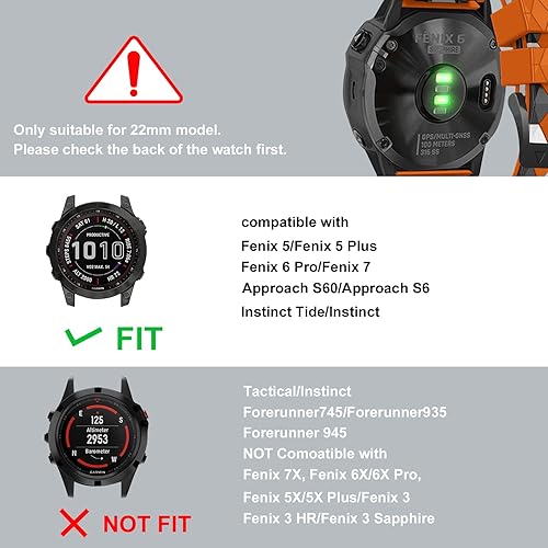 Miniatura 3 de Correa de reloj de liberación rápida de 0.866 in compatible con Fenix 7Fenix 6Fenix 6 PROForerunner 935, Forerunner 945, correa deportiva para