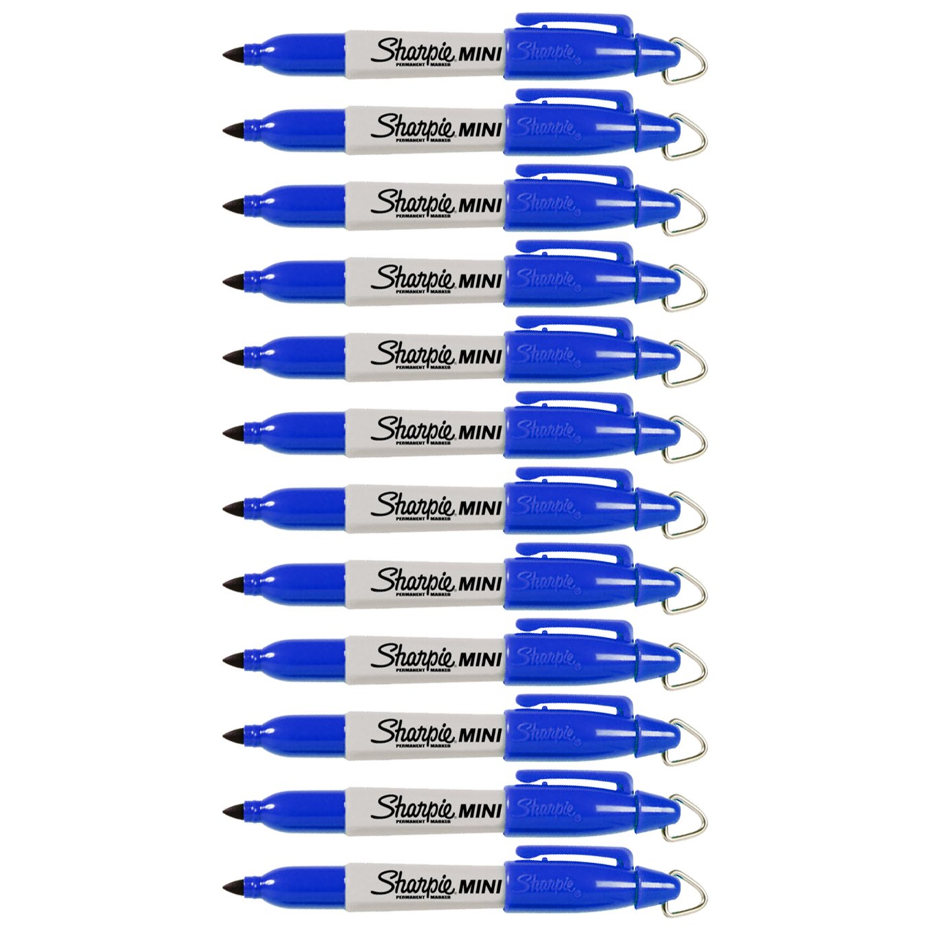 Sharpie Mini Permanent Markers with Golf Keychain Clips, Fine Point  (12-Pack, Blue)