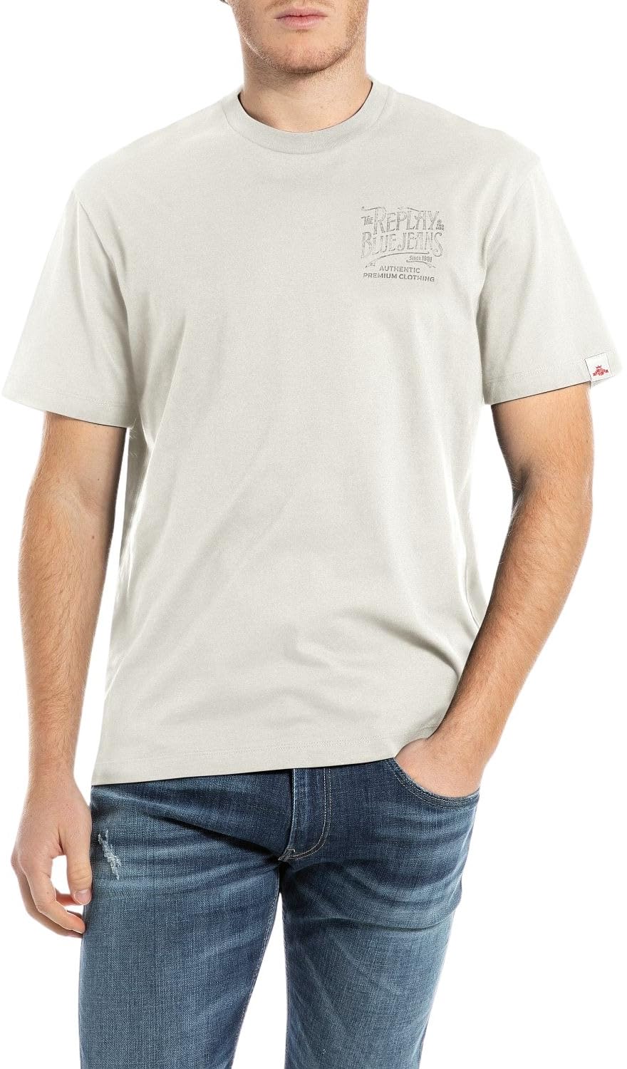 Replay Men's M3204 T-Shirt, 985 Cloud, XL