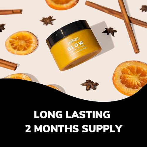 Miniatura 7 de Minimo Skin Essentials Exfoliante facial de cúrcuma Glow (Vanilla Bean) con aplicador de corazón Scrubbie para una piel radiante y clara - 5 onzas