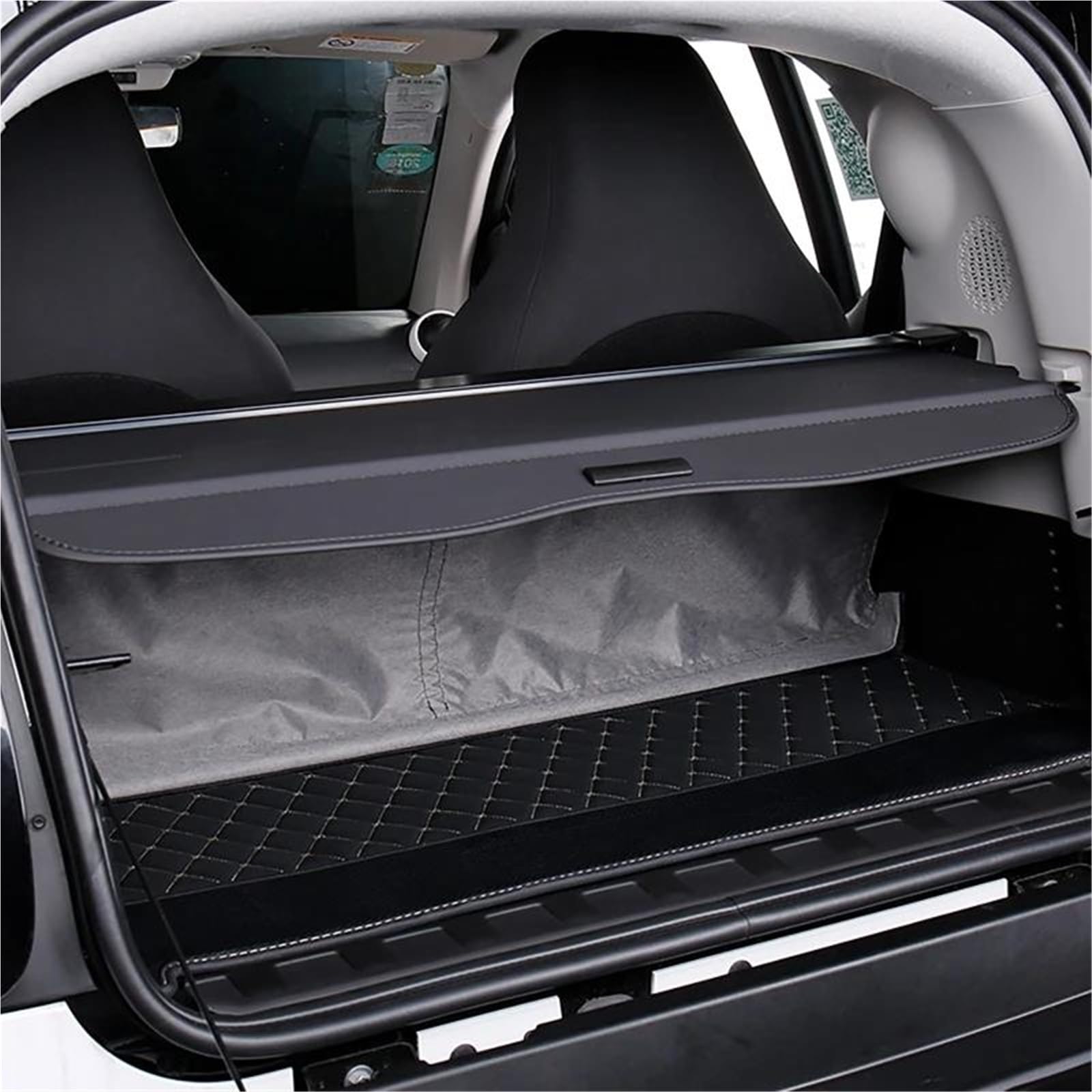 Generico Copertura Bagagliaio Copertura per Bagagliaio Posteriore per Auto con Pannello Portaoggetti Divisorio Tascabile in Rete per Benz per Smart Fortwo 453 2015-2022 Copertura del Bagagliaio