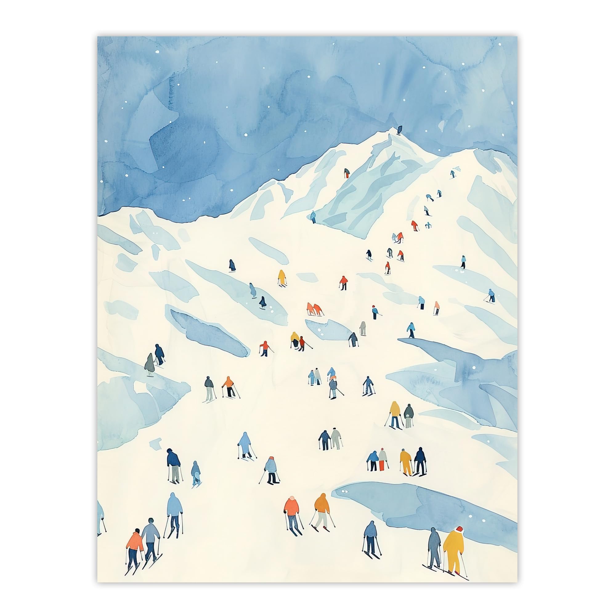 Artery8 Unframed Wall Art Ski Winter Sport Snow Alps Travel Watercolour12X16 Inch from B&Q