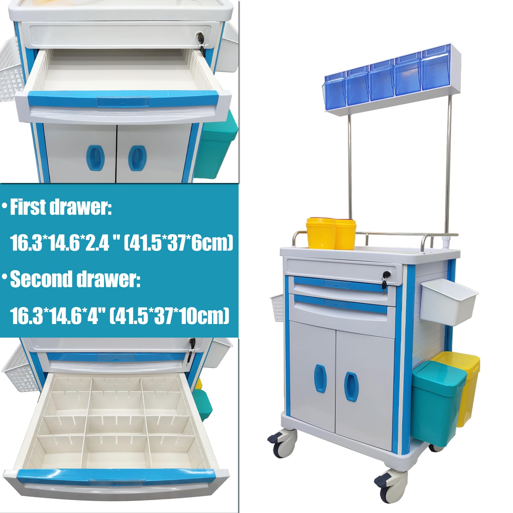 Crash Cart Medical Emergency Vehicle Mobile Anesthesia Cabinet Cart ...