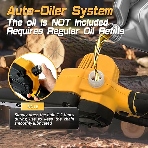 Miniatura 7 de Mini motosierra de 6 pulgadas para batería Dewalt de 20 V, funciona con batería (no incluye batería), engrasador automático, motosierra manual sin