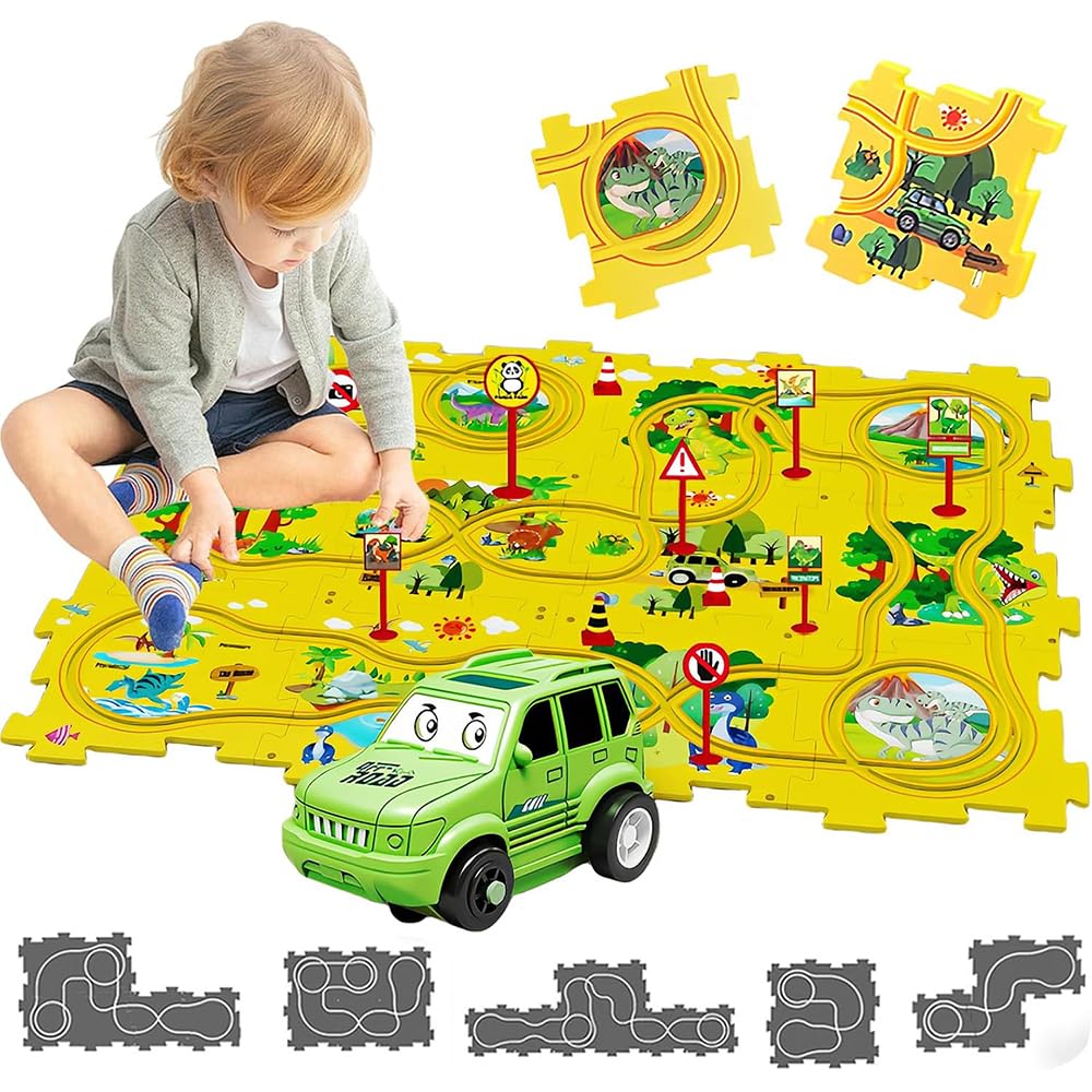 Circuito de carreras con coche, rompecabezas de juguete para niños, regalo a partir de 2, 3, 4, 5, 6 años, 25 piezas