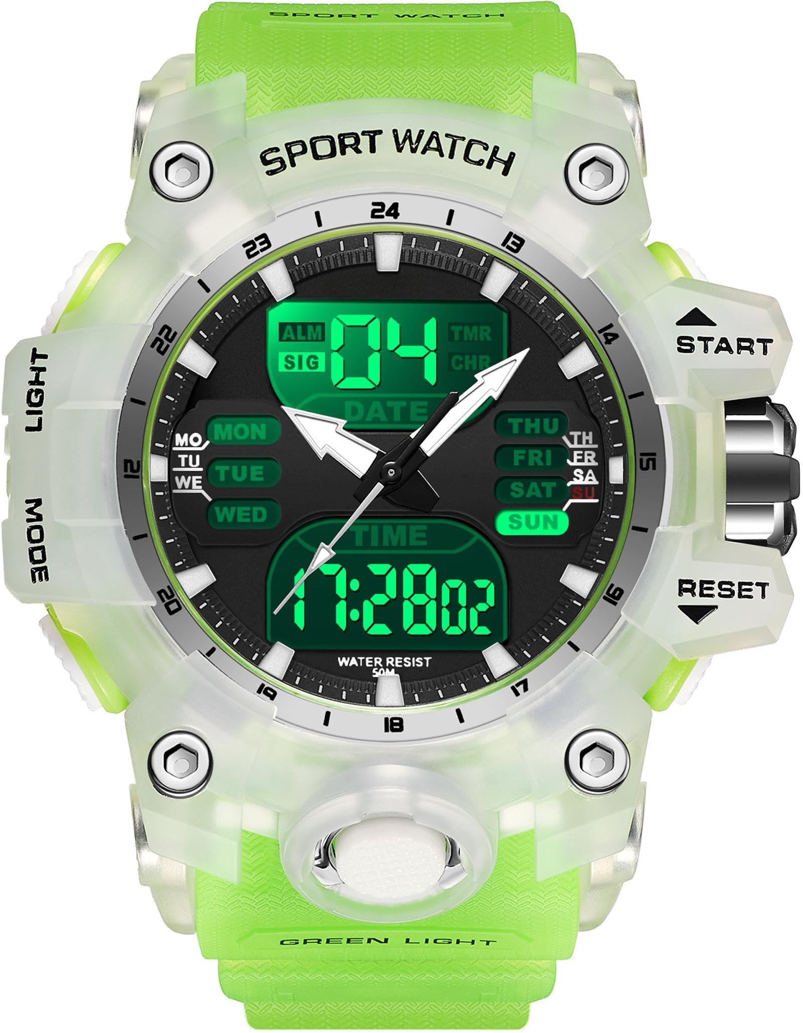 findtime Uhren Herren Digital Herrenuhren Armbanduhr für Männer Jungen Einzigartiges Taktisches Militärisches Design mit LED Timer Silikonarmband Schwarz