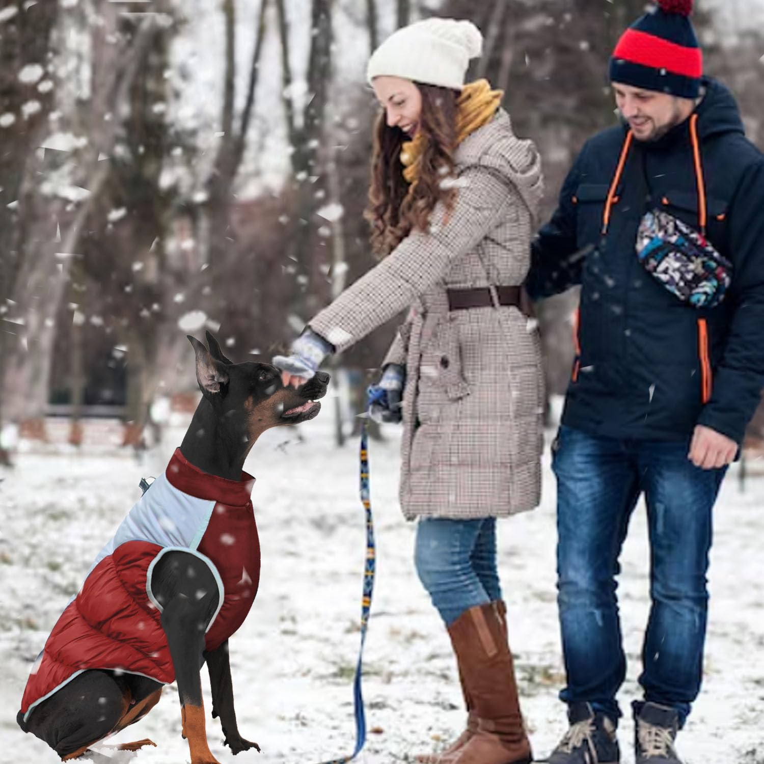 Manteau Chien Hiver, XL-5XL Manteau Chien Imperméable Hiver avec Fermeture Eclair,Mantea u Chie-n Réfléchissant Confortable Réglable,Doudoune Chie n pour Moyens Grands Chiens,Rouge 4XL