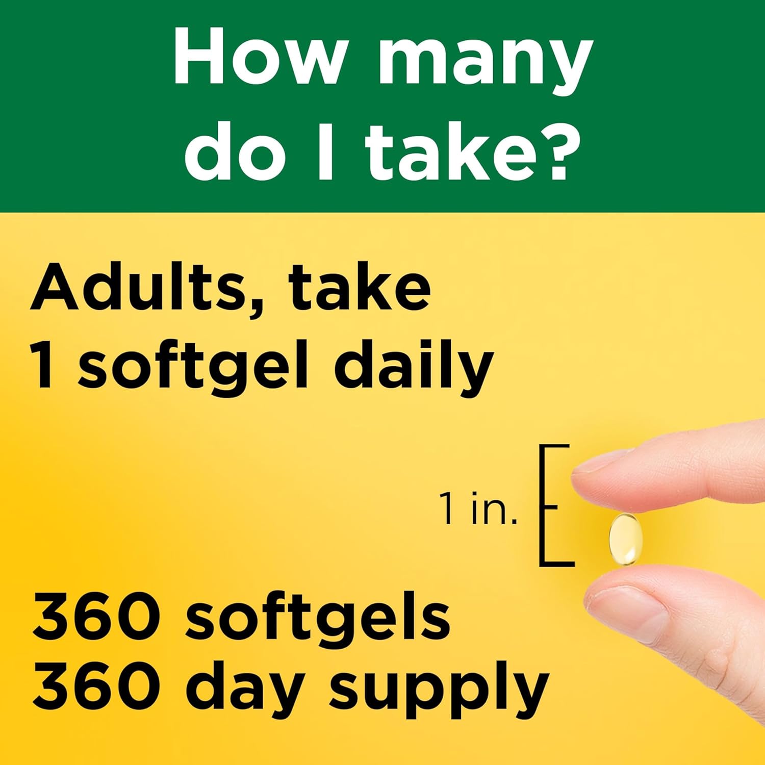 Nature Made Vitamin D3 5000 IU (125 mcg) Softgels, Extra Strength Vitamin D Supplement for Bone and Immune Health Support, 360 Count, 360 Day Supply