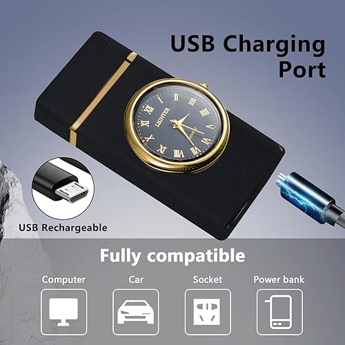 Miniatura 4 de Encendedor de plasma recargable por USB a prueba de viento con pantalla LED, encendedor sin llama para camping, senderismo, velas, barbacoa y