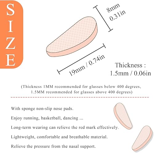 Miniatura 2 de Almohadillas de espuma suave para la nariz, autoadhesivas, antideslizantes, almohadillas de nariz gruesas para lentes, lentes de sol, 8 pares, 0.069