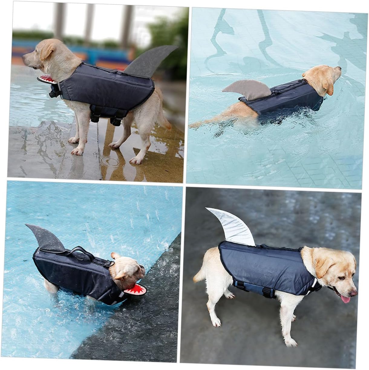 Dog Swimming Vest Shark Costume Floating Life Jacket Waterproof Reflective Gray XL for Outdoor Training and Boating