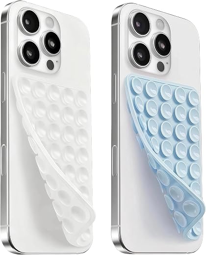 2Pack Silicone Suction Cup Phone Case Mount Double Sided, Sticky Phone Grip with Higher Suction Power for Cell Phone, Hand...