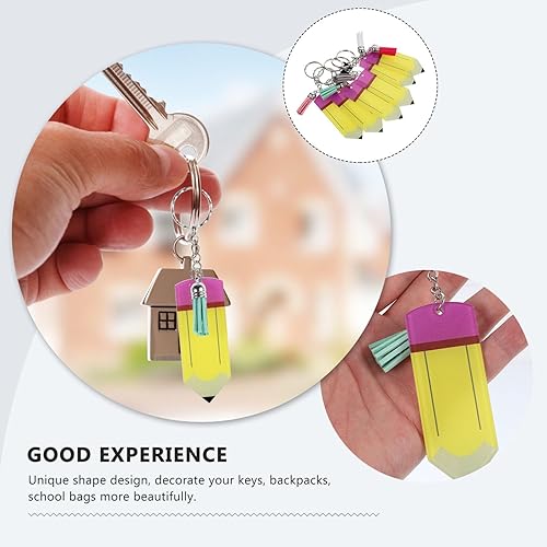 Miniatura 9 de EXCEART 6 llaveros con borlas en blanco para manualidades, regalos de mujer, llavero de dibujos animados, llavero de borla, llavero de borla,