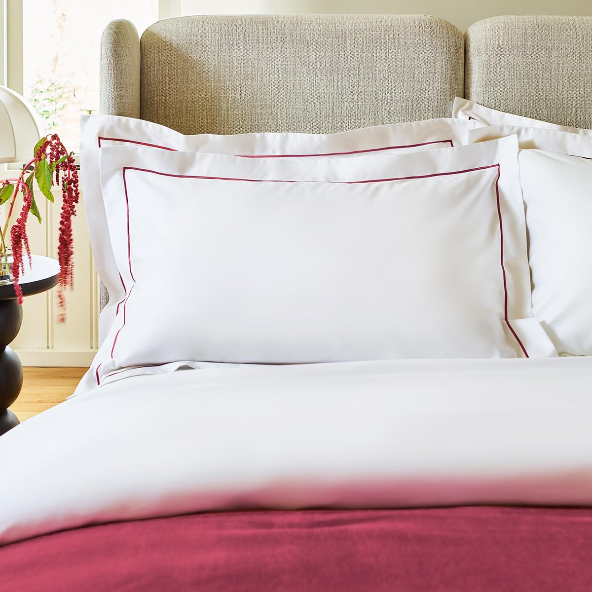 Christy Pink Premium Sateen Satin Oxford Pillowcase Pair In