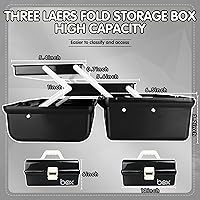 Vista 2 de Caja de almacenamiento multipropósito de tres capas de 12 pulgadas, caja de herramientas plegable, estuche para manualidades y artes, organizador