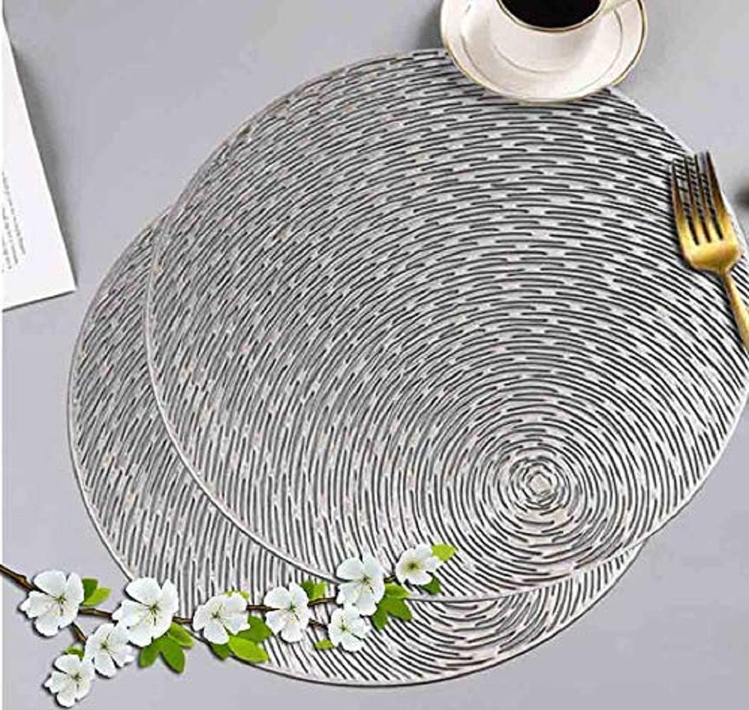 HomeCloud Polyester Round Shape Table Mat/Table Mat Round/Round PVC Table Mats/Cutwork Design Dining Table Mats/Dressing Table Mats/Bed Side Table Mats (Silver, Set of 2Pc) (B08HPRLWJR) Amazon Price History, Amazon Price Tracker