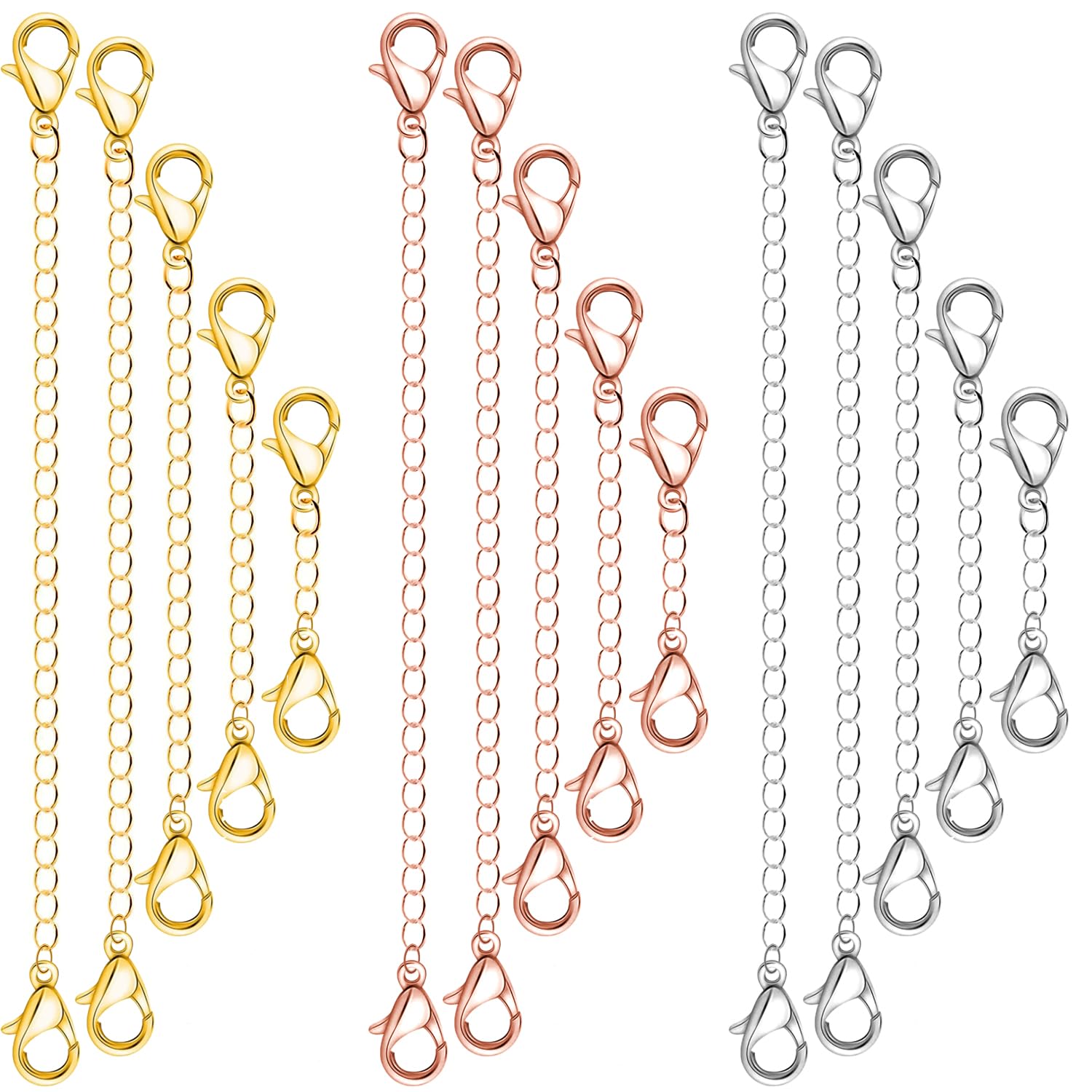 BendJoy® Chain Extension for Necklace，Rose Gold Necklace Extender Pendant Chain Extenders for Men & Boy Silver, Golden, Rose, 5cm 7.5cm 10cm 13cm 15cm - 15 Pieces (B0DCHY2SRG) Amazon Price History, Amazon Price Tracker