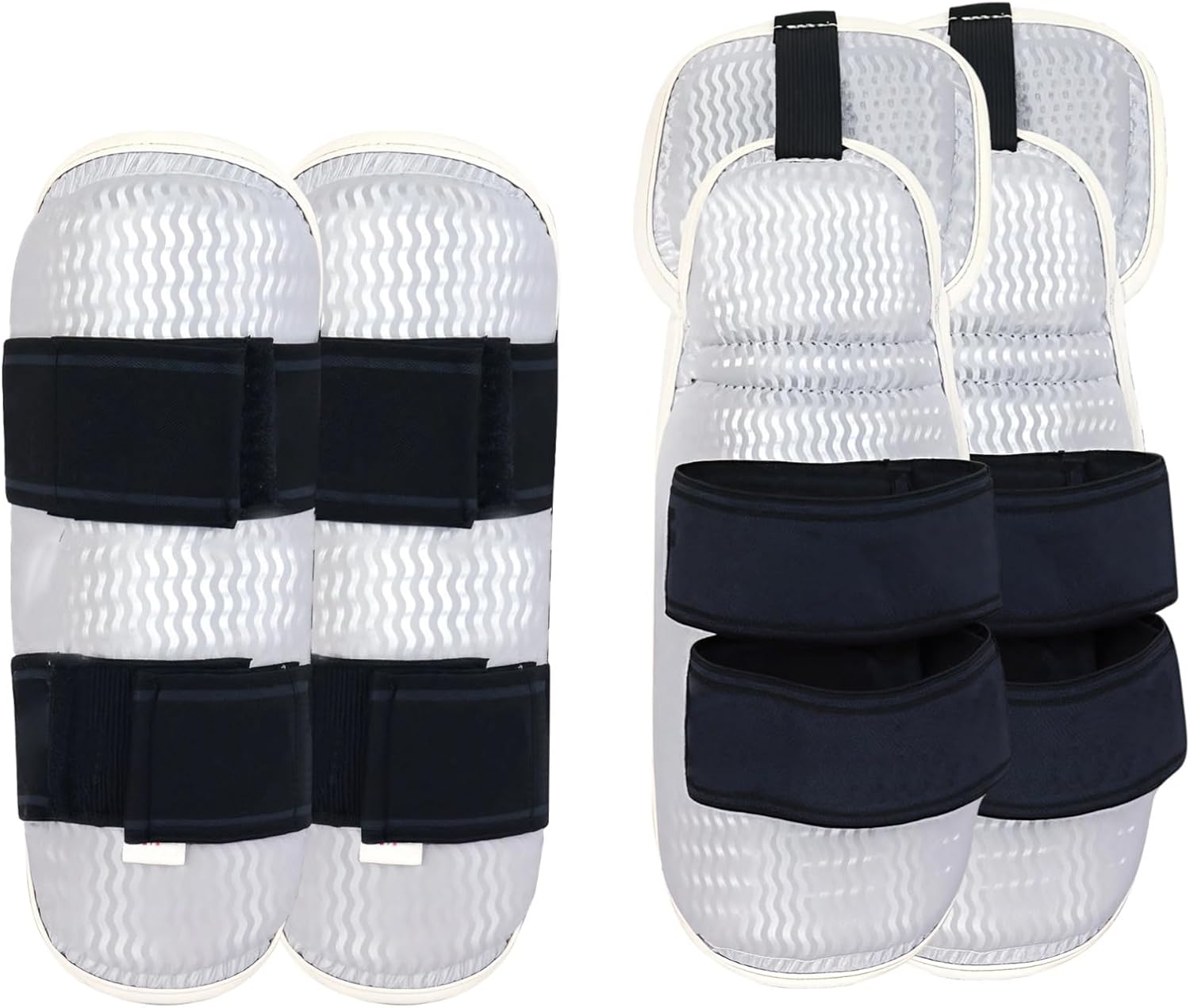 4-Pack Taekwondo Arm Guards and Shin Protectors, Adjustable Eva Foam Martial Arts Training Gear for Kickboxing Karate MMA