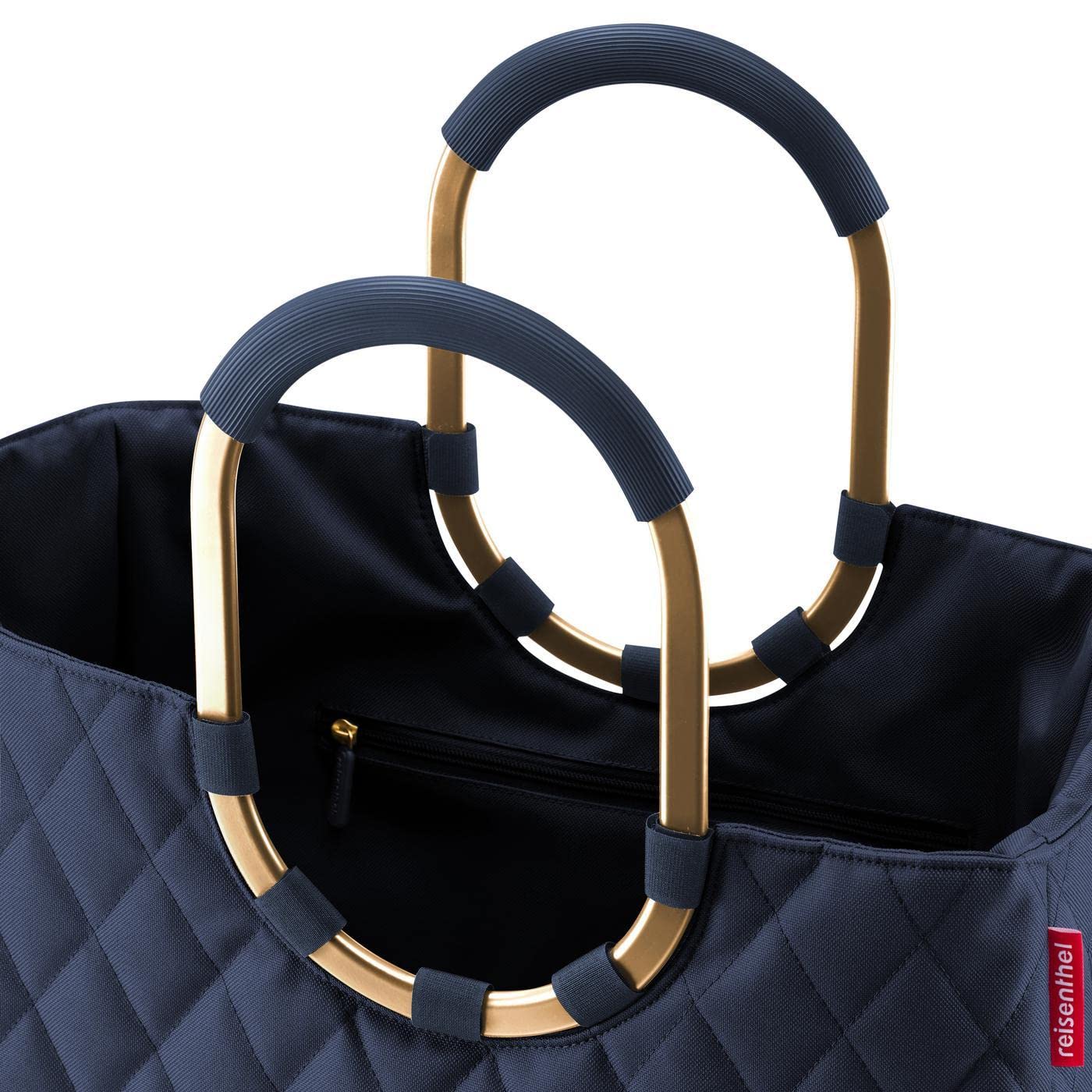 reisenthel loopshopper L - cabas de courses grand format 25l, poignées rigides en aluminium et rembourrées résiste aux déchirures, 1 poche intérieure zippée, 2 poches extérieures, en noir