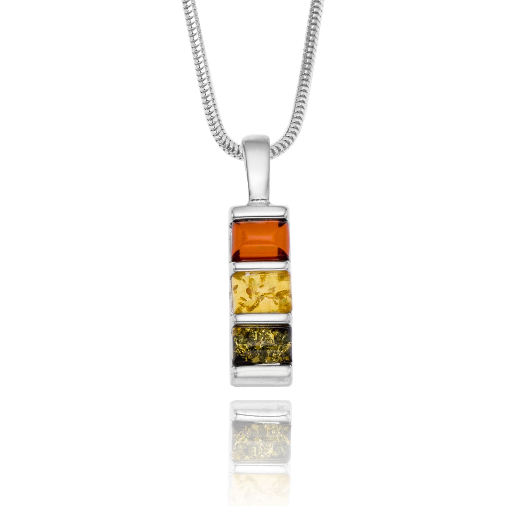 Collar De Ámbar Con Colgante Ajustable En Cadena De Plata De Ley