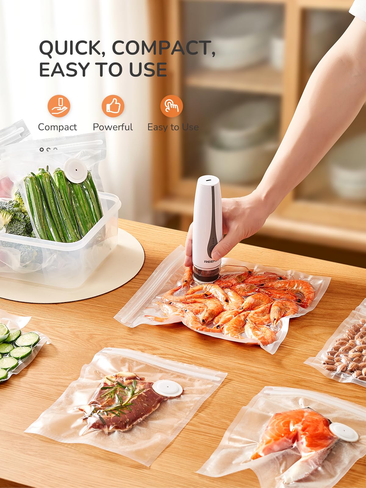 Reemix Sottovuoto compatto per alimenti, bianco