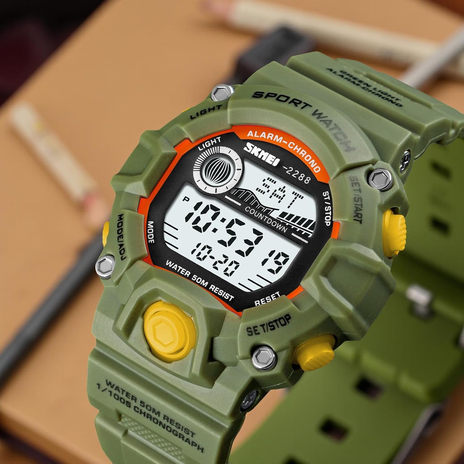 Back of the SKMEI 2288 watch showing water resistance and battery code