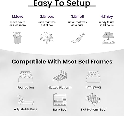 Miniatura 8 de Colchón de tamaño individual – Colchón de espuma viscoelástica de gel refrescante de 6 pulgadas en una caja, infusión de gel para un sueño más