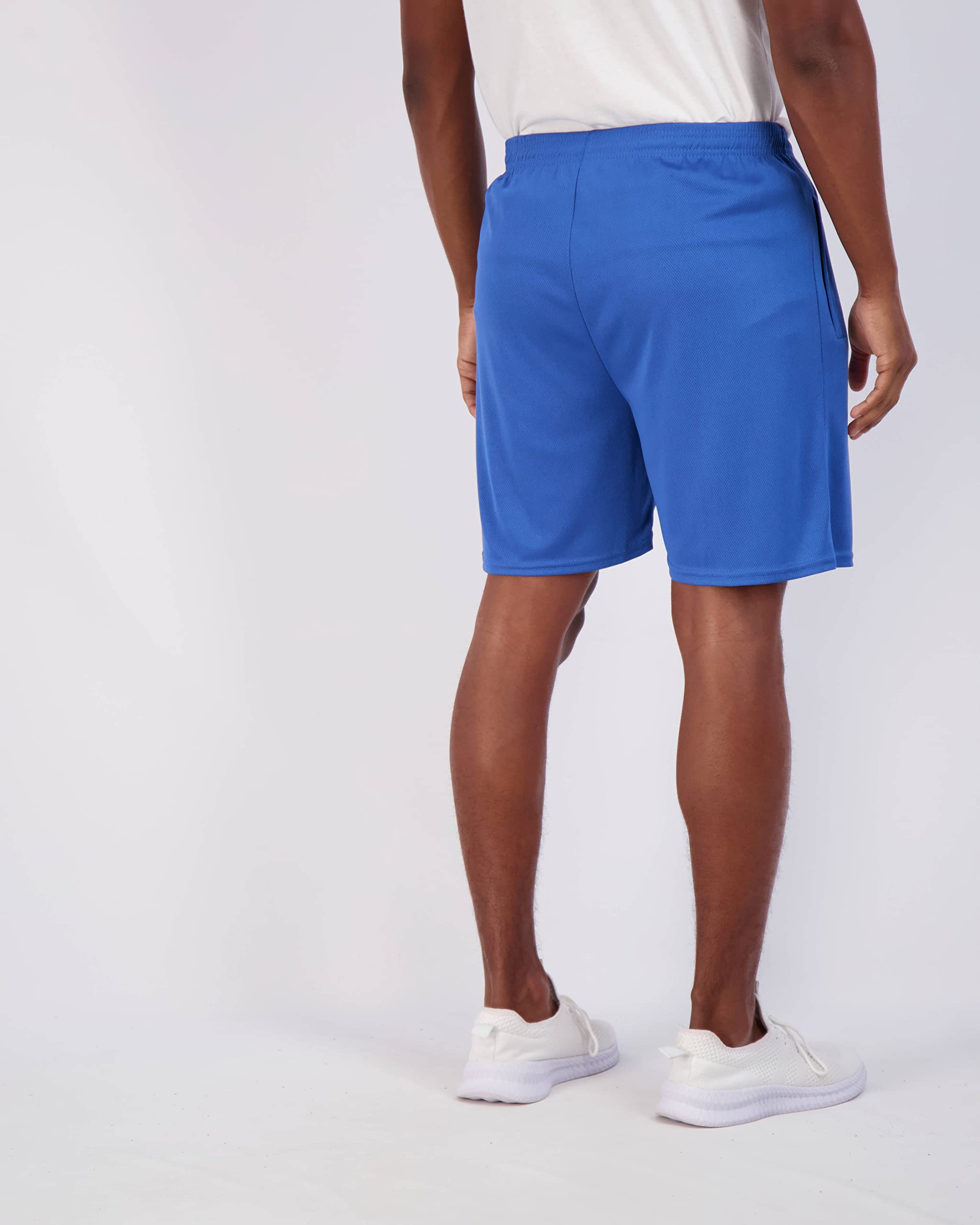 Real Essentials 4 Pack: Men's Mesh 7"/ 5"/ 3" Athletic Zipper Shorts Workout Gym Running Basketball (7 Inch Set 3, Black, Blue, Green, Grey - XL - Standard)