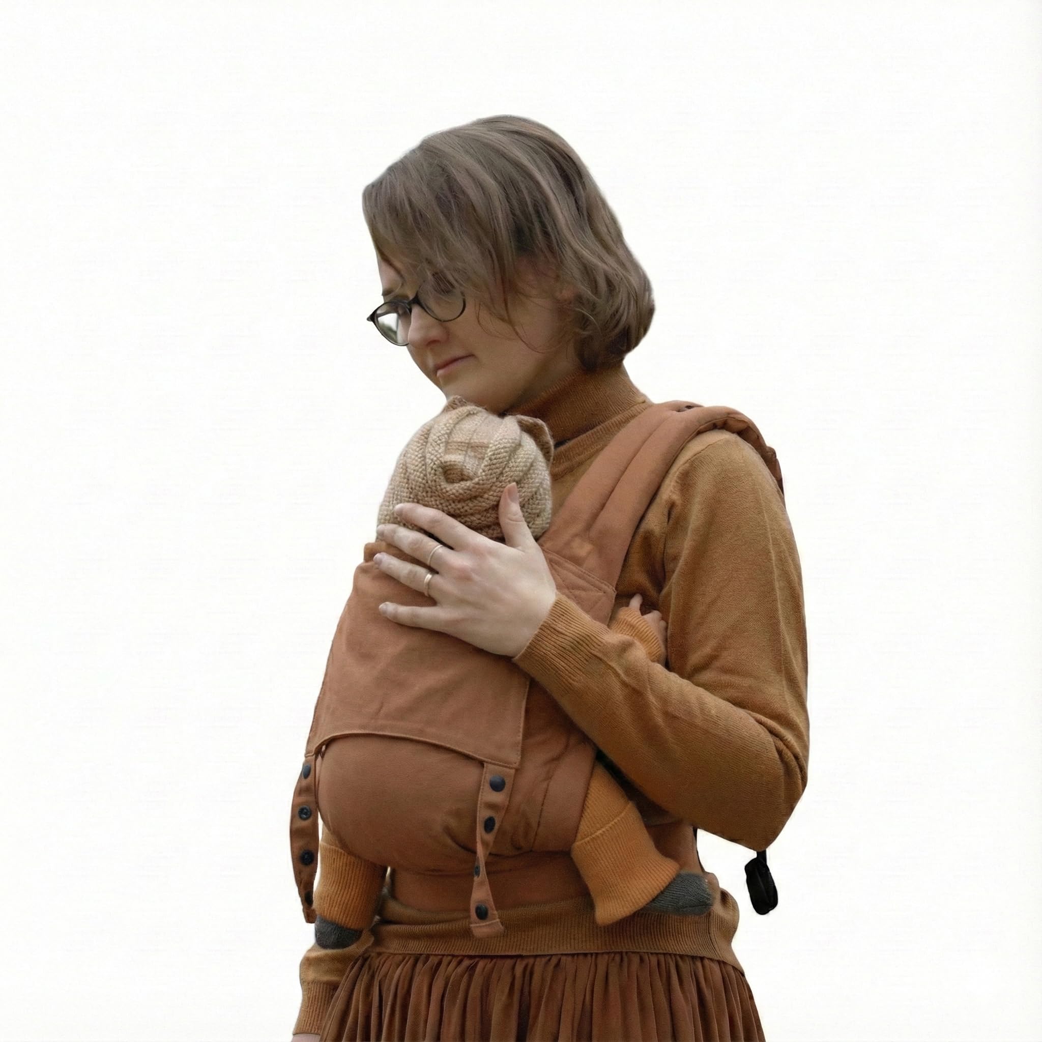 Guizy - Porte-bébé Physiologique Naturioù - Ceinture Tournante Tékizy - Pack Accessoires Inclus- Brun Sarrasin