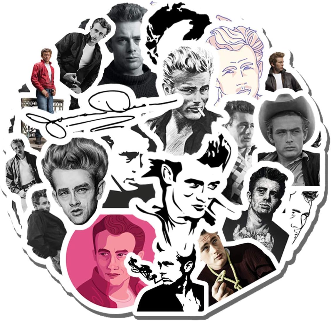 20 PCS Stickers Pack James Aesthetic Dean Vinyl Colorful Waterproof for Water Bottle Laptop Scrapbooking Luggage Guitar Skateboard