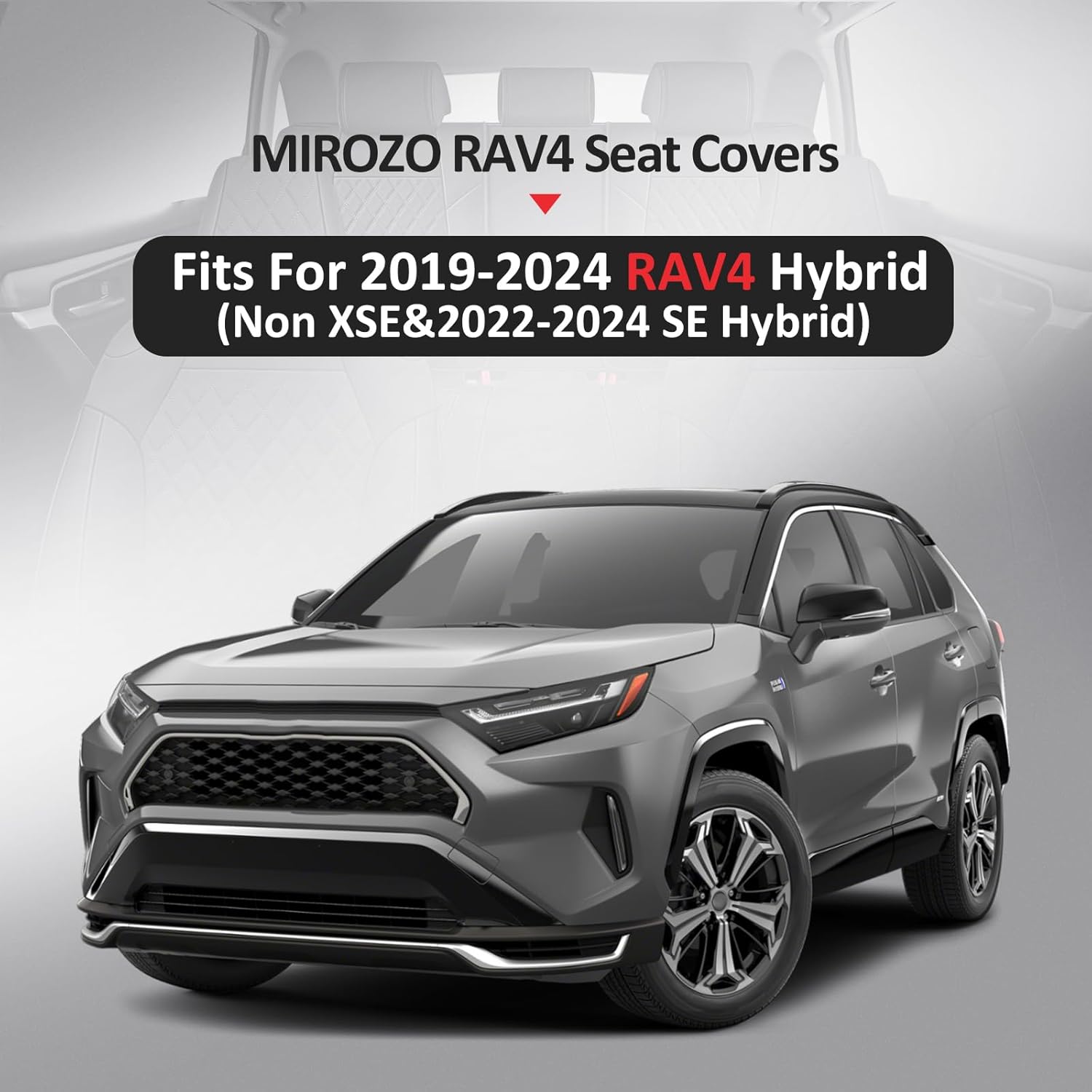 MIROZO Rav4 Seat Covers Full Set,Waterproof Car Seat Covers Faux Leather Seat Covers Compatible with 2019-2025 Toyota RAV4 Hybrid LE XLE Limited Automotive Seat Cover Car Accessories