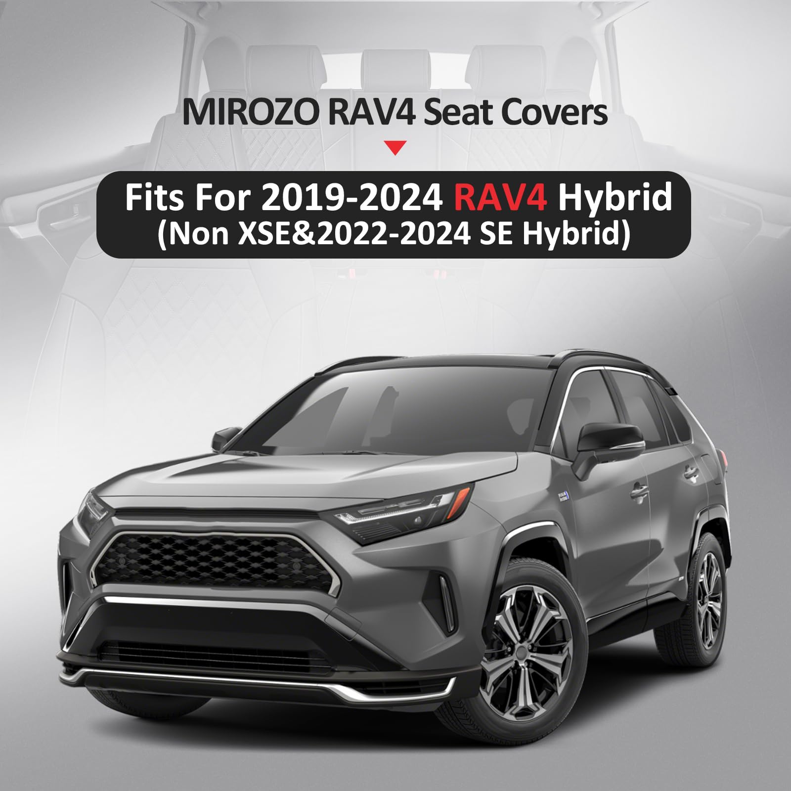 MIROZO Car Seat Covers for Toyota Rav4, Leather Rav4 Seat Covers Compatible with 2019 2020 2021 2022 2023 2024 2025 Toyota RAV4 Hybrid LE XLE Limited Seat Cover Full Set(Black and Red)