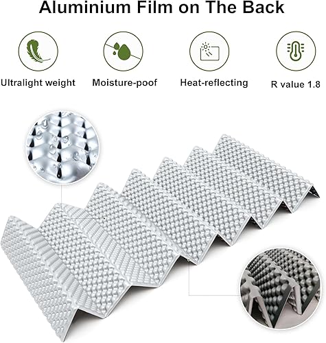 Miniatura 3 de YIKI - Colchoneta de espuma de celda cerrada para campamento, 72.8 x 22 pulgadas, alfombrilla de dormir de espuma plegable ultraligera con capa