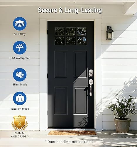 Miniatura 6 de Veise Cerradura de puerta de entrada sin llave, cerrojo de teclado electrónico, entrada con llave, cerradura automática, contraseña antimirada,