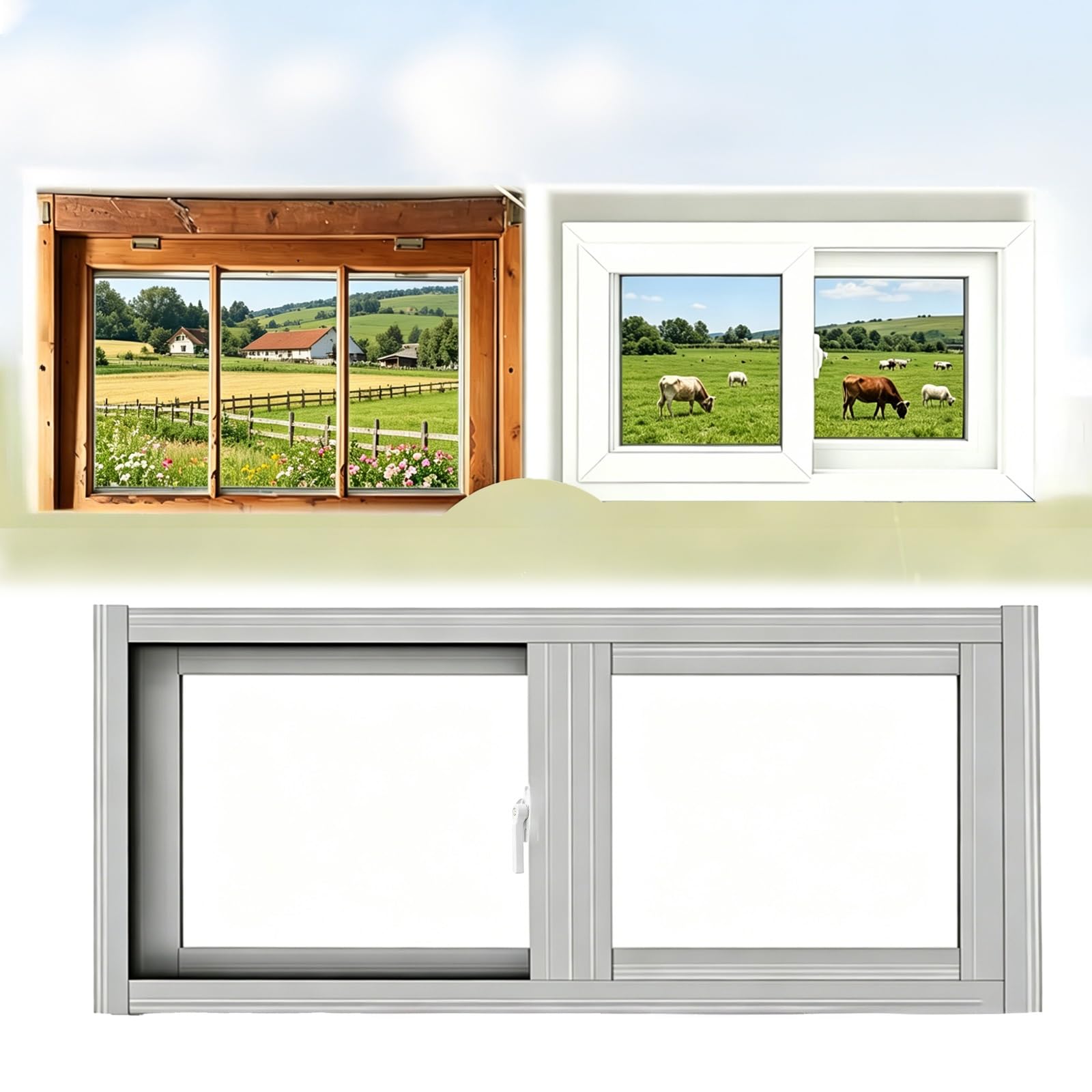 Bqzktved White Sliding Window For Shed And Basement, 76-Series Thickened Aluminum Frame With 5Mm Tempered Glass, Vinyl Slider Window For Chicken Coop, Garage(,29"X27")