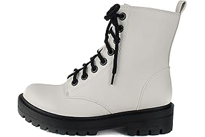 FIRM Womens Lug Sole Combat Ankle Bootie Lace up with Side Zipper