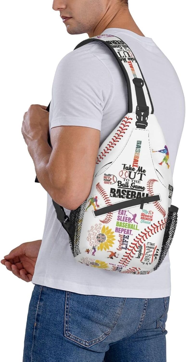 Baseball Sling Backpack - Crossbody Shoulder Bag for Men & Women