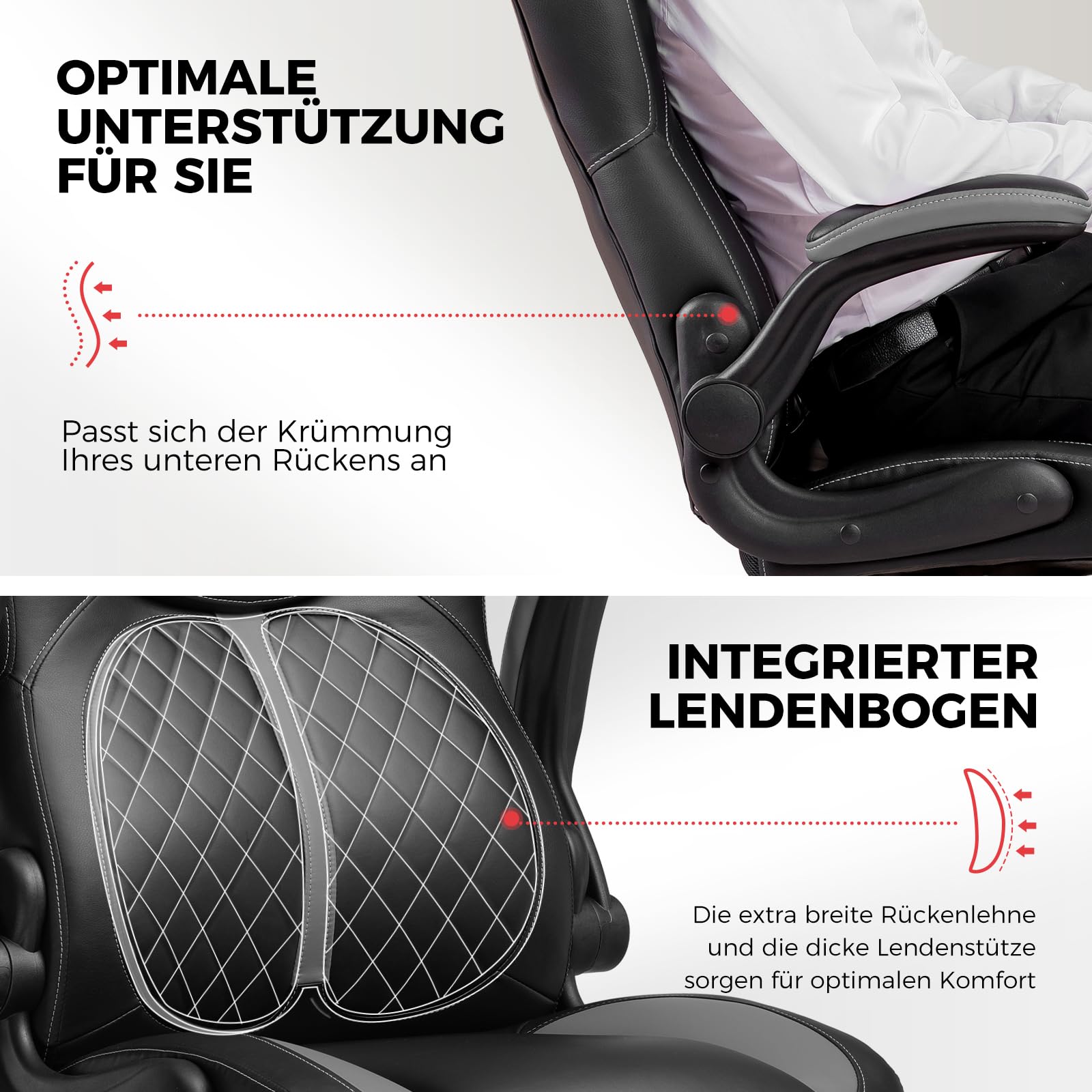 GTPLAYER Gaming Stuhl mit hochklappbarer Armlehne, Video Gaming Stuhl mit Schaukelfunktion, Ergonomischer Computer mit hochdichtem Schwamm und Höhenverstellbar (grau)