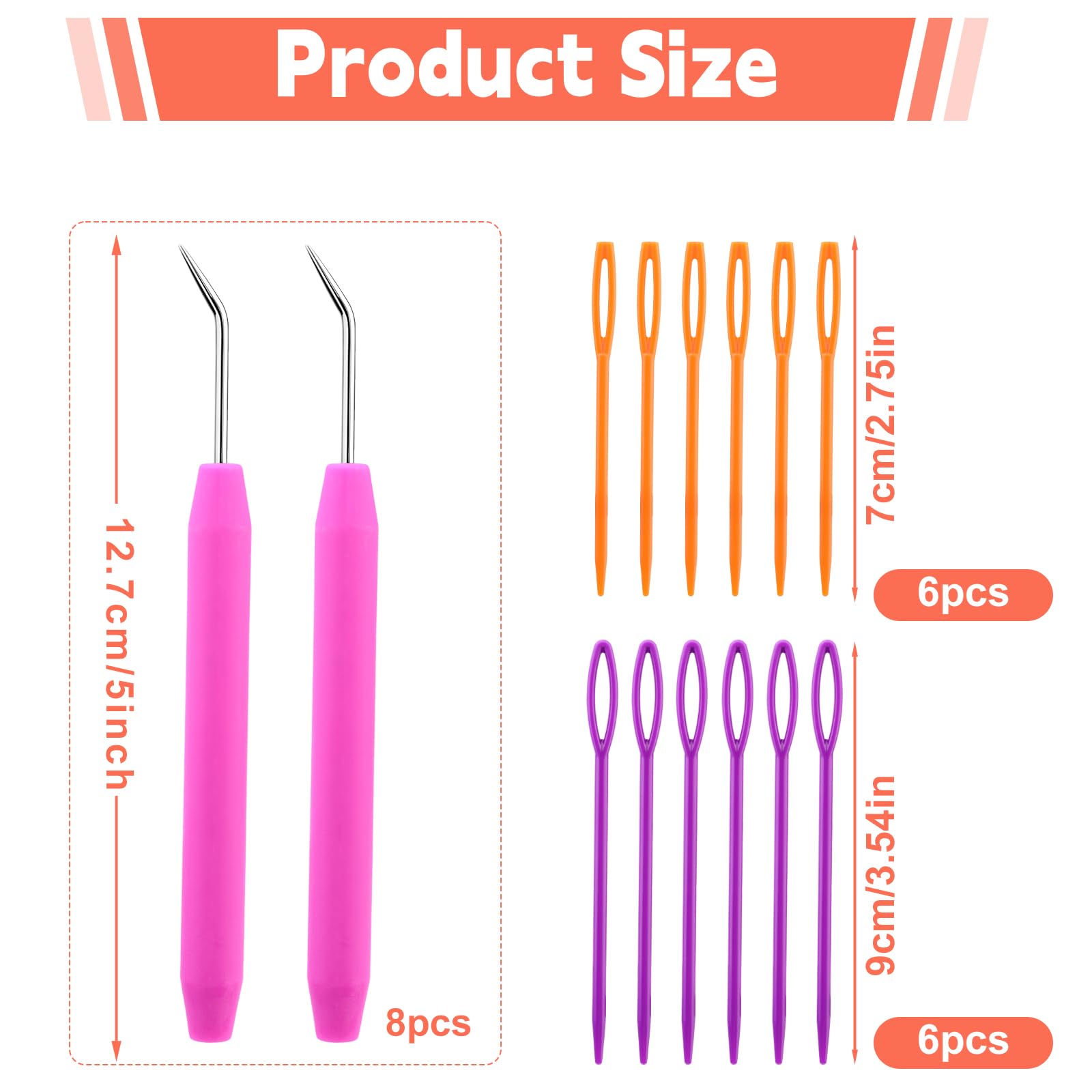Easusy 20 Pieces of Loom Crochet Hook Sets, 8 Pcs Knitting Crochet Hooks, 12 Pcs Colorful Sewing Needles - Image 2