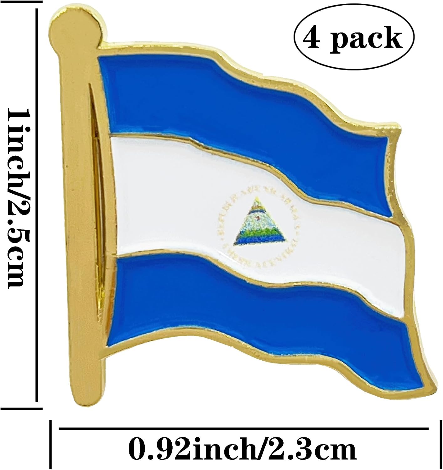 stidsds Nicaragua Flag Pin - Nicaragua Flags Pins Lapel Nicaraguans Flag Enamel Lapel Pin Men Women Suit & Waving Patriotic Metal Badge Souvenir Hat Backpacks Decoration(4 Pack) - Image 2