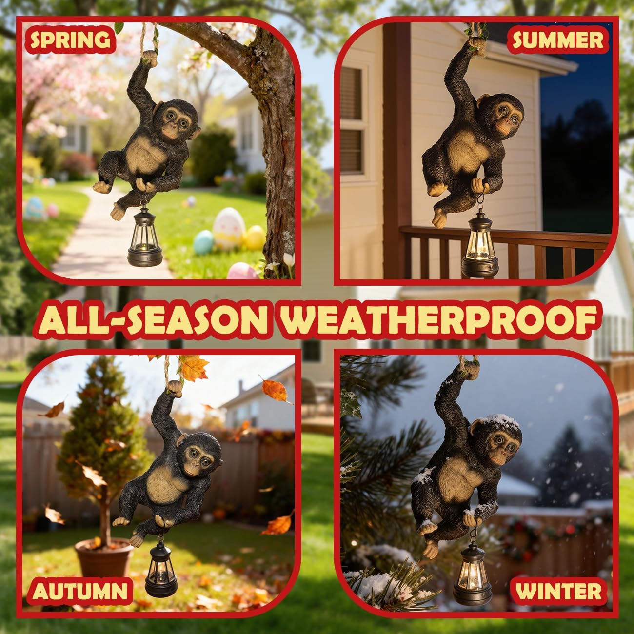 Sunthus Hanging Monkey Solar Lights Outdoor Garden Decor Figurine for Outside Yard Decorations