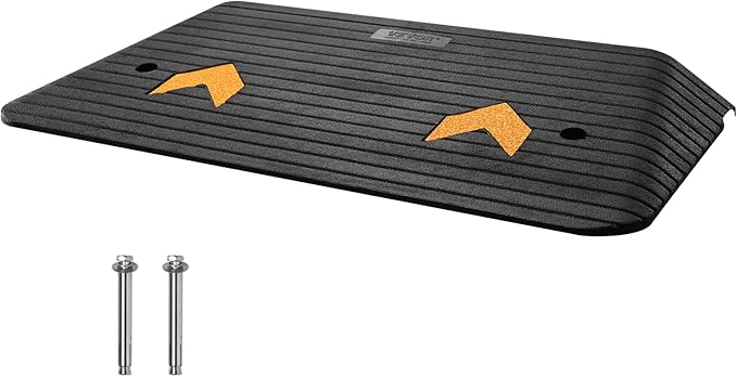 VEVOR Upgraded Rubber Threshold Ramp, 3'' Rise, Black, 33069Lbs Load ...
