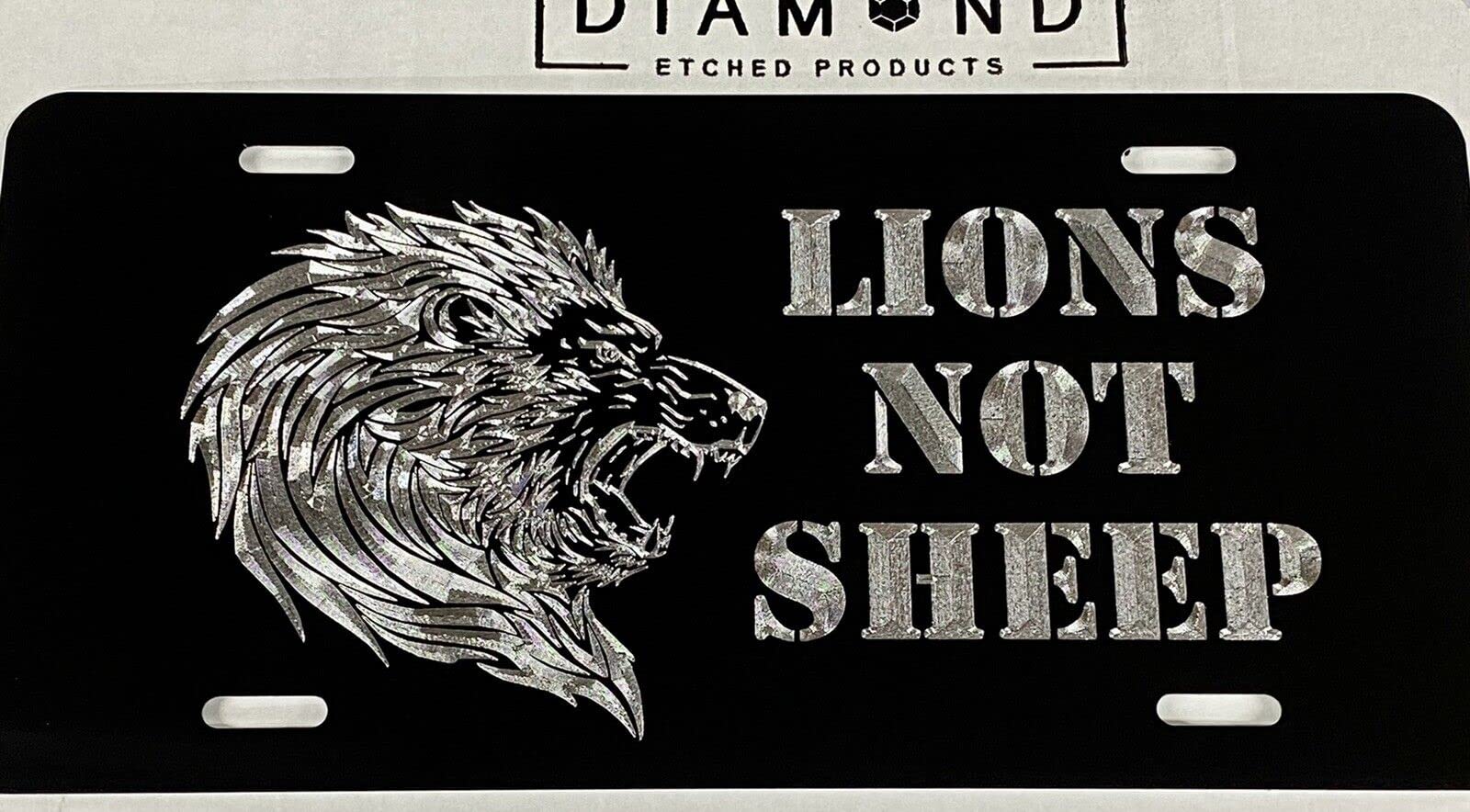 Amazon.com: Engraved Lions Not Sheep Lion Car Tag Diamond Etched