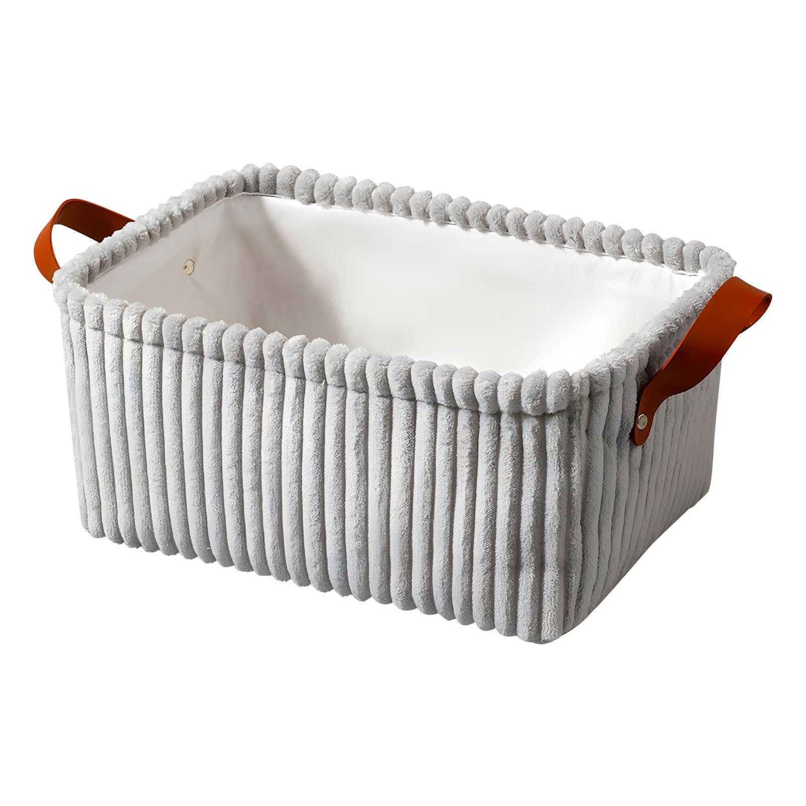 Thickened Flannel Fabric Storage Container for Clothes Toy Underwear Large Laundry Basket with Leather Handle Fabric Storage Bin